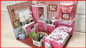 DIY Miniature Dollhouse - NHÀ BÚP BÊ CÓ GIƯỜNG, TỦ ÁO, LAPTOP.. nhà tí hon gỗ  (Chim Xinh)