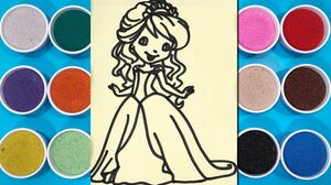 Chị Chim Xinh TÔ MÀU TRANH CÁT CÔNG CHÚA TÓC VÀNG Learn colors with princess sand painting