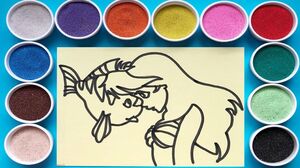 Tô màu tranh cát nàng tiên cá Ariel & chú cá nhỏ Learn colors with sand painting toys (Chim Xinh)