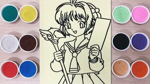 Tô màu tranh cát Sakura thủ lĩnh thẻ bài 2018 - Coloring princess & sand painting toys (Chim xinh)
