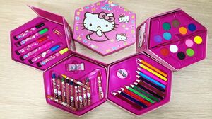 Hộp màu Hello Kitty 4 tầng 80 món: màu sáp, màu lông, màu bột, màu chì... Đồ chơi trẻ em (Chim Xinh)