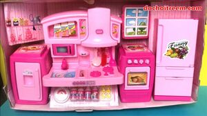 Đồ chơi nấu ăn bé gái có bếp, tủ lạnh - Cooking toys for kids - Chị Chim Xinh