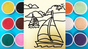 Tô màu tranh cát tàu thuyền - Colorig the boat - Đồ chơi trẻ em Chim Xinh