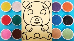 Chị Chim Xinh TÔ MÀU TRANH CÁT CON GẤU - Đồ chơi trẻ em - Learn colors with sand painting toys