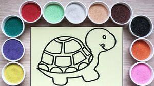 Chị Chim Xinh TÔ MÀU TRANH CÁT CON RÙA - Đồ chơi trẻ em - Colored sand painting toys