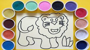 Chị Chim Xinh TÔ MÀU TRANH CÁT CON SƯ TỬ - Đồ chơi trẻ em - Colored Sand Painting Toys