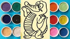 Chị Chim Xinh TÔ MÀU TRANH CÁT CON CÁ SẤU - Đồ chơi trẻ em - Colored sand painting toys