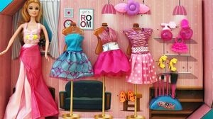 Đồ chơi trẻ em BÚP BÊ BARBIE, 3 bộ váy, 2 đôi giày, 1 túi, 1 bộ trang điểm - Barbe dolls (Chim Xinh)