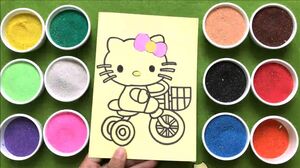 Đồ chơi trẻ em tô màu tranh cát mèo Hello Kitty tổng hợp - Chị Chim Xinh tô tranh cát