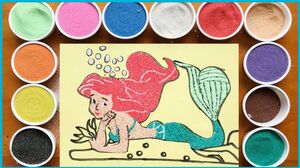 Đồ chơi trẻ em TÔ MÀU TRANH CÁT NÀNG TIÊN CÁ ARIEL - Learn Colors Sand Painting Toys (chị Chim Xinh)