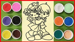 Đồ chơi trẻ em TÔ MÀU TRANH CÁT cặp đôi dễ thương - Learn Colors Sand Painting Toys (chị Chim Xinh)