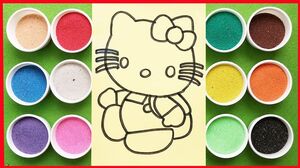 Đồ chơi trẻ em TÔ MÀU TRANH CÁT HELLO KITTY ĐI HỌC - Learn colors Sand Painting Toys (chị Chim Xinh)