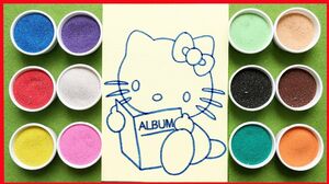 Đồ chơi trẻ em TÔ MÀU TRANH CÁT MÈO HELLO KITTY ĐỌC SÁCH - Kitty Sand Painting Toys (Chim Xinh)