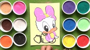 Đồ chơi trẻ em TÔ MÀU TRANH CÁT VỊT DAISY BÉ - Learn colors Daisy Sand Painting Toys (chị Chim Xinh)