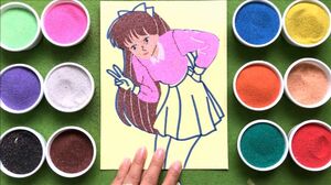 Đồ chơi trẻ em TÔ MÀU TRANH CÁT CÔ GÁI TÓC DÀI | Learn Colors Sand Painting Toys (chị Chim Xinh)