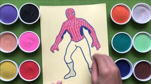 Đồ chơi trẻ em TÔ MÀU TRANH CÁT NGƯỜI NHỆN | Learn colors Spider Man Sand Painting (chị Chim Xinh)