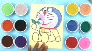 Đồ chơi trẻ em TÔ MÀU TRANH CÁT ĐÔRAÊMON NGỬI HOA - Colored Sand Painting Toys (Chim Xinh)