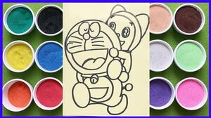 Đồ chơi trẻ em TÔ MÀU TRANH CÁT ĐÔRÊMON&ĐÔRÊMI, Coloring Sand Painting Doraemon&Doremi (Chim Xinh)