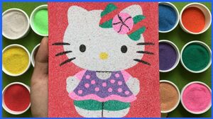 Đồ chơi trẻ em TÔ MÀU TRANH CÁT MÈO HELLO KITTY mặc váy, Colors Sand Paiting Hello Kitty (Chim Xinh)