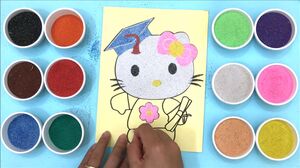 Đồ chơi trẻ em TÔ MÀU TRANH CÁT mèo Hello Kitty xinh Learn colors Sand Painting Toys
