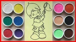 Đồ chơi TÔ MÀU TRANH CÁT cậu bé cầm vợt ngộ nghĩnh cùng chị Chim Xinh Sand Painting Toys