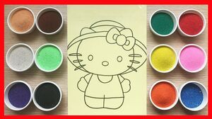 Đồ chơi trẻ em TÔ MÀU TRANH CÁT mèo HELLO KITTY đội nón | Colored Sand Painting (Chim Xinh)