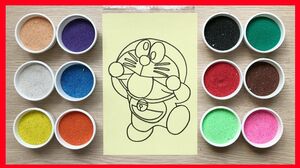 Đồ chơi trẻ em TÔ MÀU TRANH CÁT ĐÔRÊMON lè lưỡi ngộ nghĩnh - Colored Sand Painting Toys (Chim Xinh)