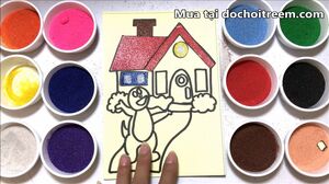 Đồ chơi trẻ em TÔ MÀU TRANH CÁT NGÔI NHÀ VÀ CHÚ HỀ Learn Colors Sand Painting (Chim Xinh)