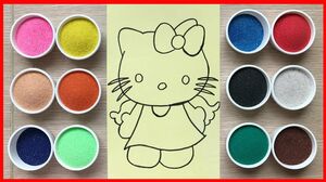 TÔ MÀU TRANH CÁT mèo HELLO KITTY thiên thần - Colored Sand Painting Kitty angel (Chim Xinh)