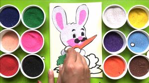 Đồ chơi trẻ em tô màu tranh cát thỏ con ăn cà rốt Learn colors Sand Painting (Chim Xinh)