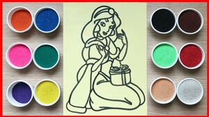 Đồ chơi TÔ MÀU TRANH CÁT công chúa Jasmine phim Aladinvà cây đèn thần Sand Painting (Chim Xinh)