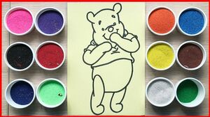 Đồ chơi trẻ em TÔ MÀU TRANH CÁT Gấu Pooh | Learn colors, Sand painting (Chim Xinh)