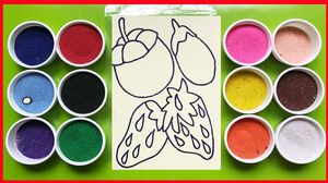 Đồ chơi trẻ em | Tô màu tranh cát trái cây dâu, cam, quýt | Learn colors Sand Painting (Chim Xinh)