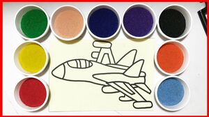 Tô tranh cát máy bay phản lực, đồ chơi trẻ em, Learn colors Sand Painting (Chim Xinh)