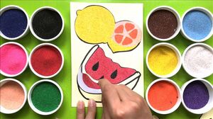 Đồ chơi trẻ em TÔ MÀU TRANH CÁT TRÁI CÂY dưa hấu và cam Learn Colors Sand Painting (Chim Xinh)