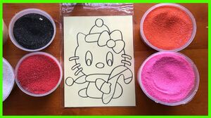 Đồ chơi trẻ em tô màu tranh cát mèo hello kitty, Colored Sand Painting (Chim Xinh)