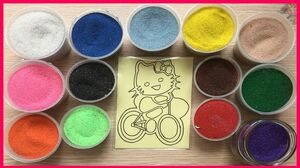 Đồ chơi trẻ em TÔ MÀU TRANH CÁT HELLO KITTY ĐẠP XE - Colored Sand Painting (Chim Xinh)