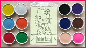 Đồ chơi trẻ em tô màu tranh cát hello kitty mặc váy công chúa - Colored Sand Painting (Chim Xinh)