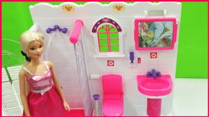 Nhà tắm màu hồng của búp bê Barbie với nội thất tiện nghi (Chim Xinh)