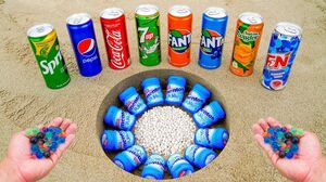 Fanta, Different Coca Cola, Sprite, Mirinda, Pepsi and Other Popular Sodas vs Mentos Underground