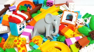 Satisfying Building Blocks Marble Run ASMR Course of elephants and funny animals