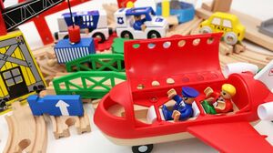 100pcs Train Track Building Toys with Airplane, Ambulance, Police Car