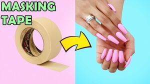 HOW TO MAKE FAKE NAILS WITH MASKING TAPE - CHEAP AND EASY -  AMAZING NAIL HACK - DIY YOUR OWN NAILS