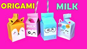 4K -HOW TO MAKE ORIGAMI KAWAII MILK BOX - 4 DIY - Unicorn, Kawaii, Fox, Strawberry - PAPER CRAFTS