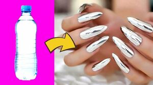 How To Make FAKE MIRROR EFFECT NAILS From PLASTIC BOTTLE in 5 minutes - No UV Lamb - NAIL HACKS
