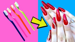 DIY: HOW TO MAKE FAKE NAILS FROM TOOTHBRUSH at Home - AMAZING NAILS