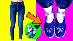 DIY : HOW TO MAKE SHOES FROM OLD JEAN - AMAZING RECYCLE - 5 Minute Crafts