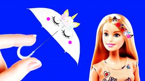 7 DIY Barbie Crafts-Transparent unicorn umbrella 