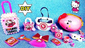 13 DIY Hello Kitty Accesories For Baribe Dolls - Suitcase, Phone, Alarm Clock,, bag and more..