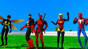 Spiderman PS4 Dance battle GTA V Superheroes mods Deadpool Miss Marvel Hulk Captain America Wasp